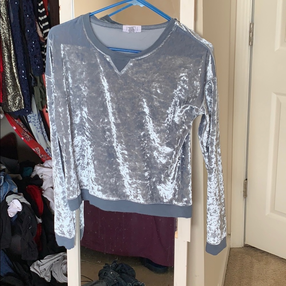 Blue velvet sweater